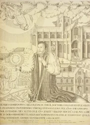 Ms. New Coll 380, f5r. Las antigüedades de la Catedral de Santa María, Carlisle, dibujadas por Robert Carlile, 1795 (tinta y lavado sobre papel)